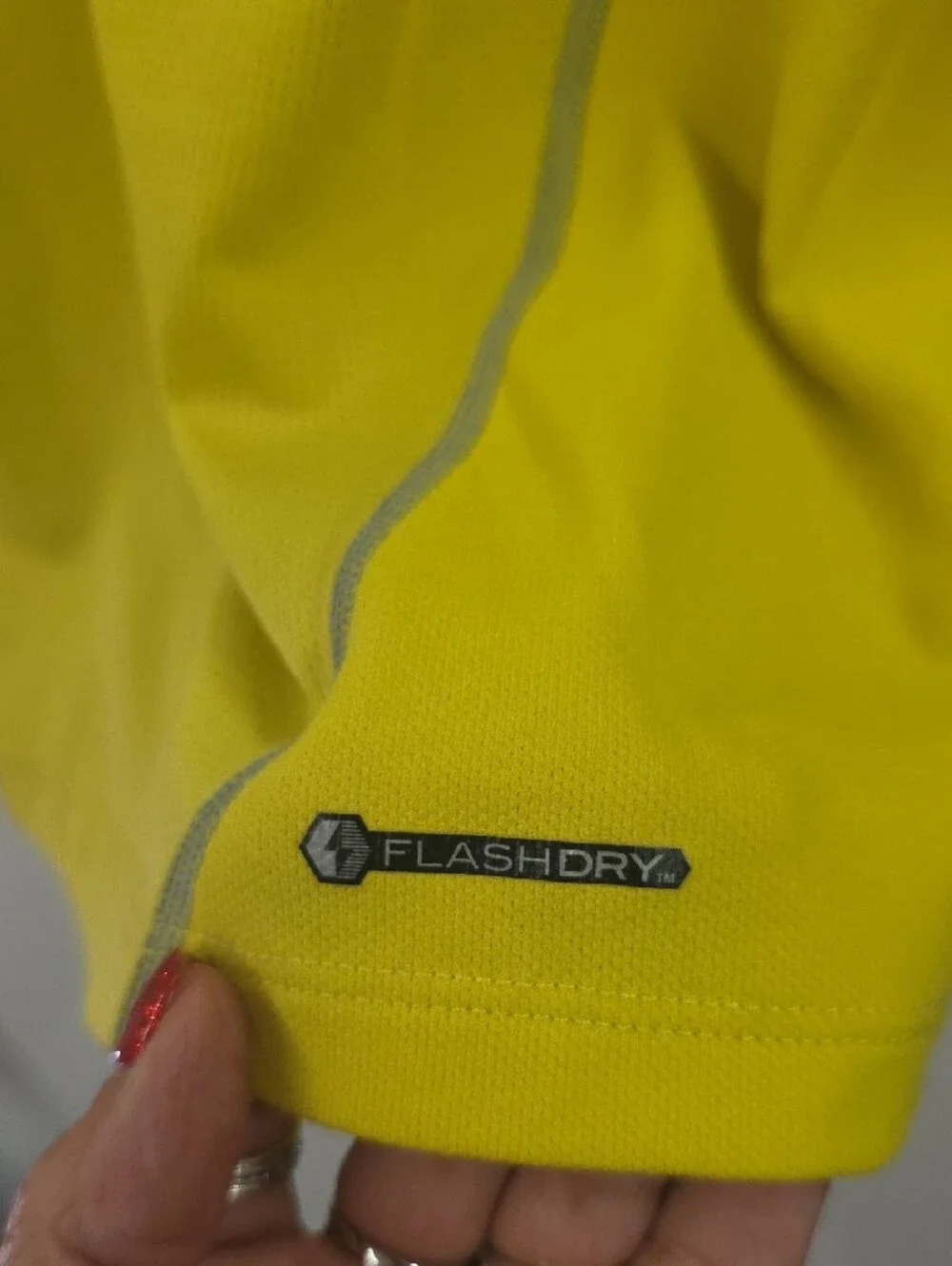 The North Face FlashDry Men's Large Yellow Gray Short Sleeve Performance Shirt